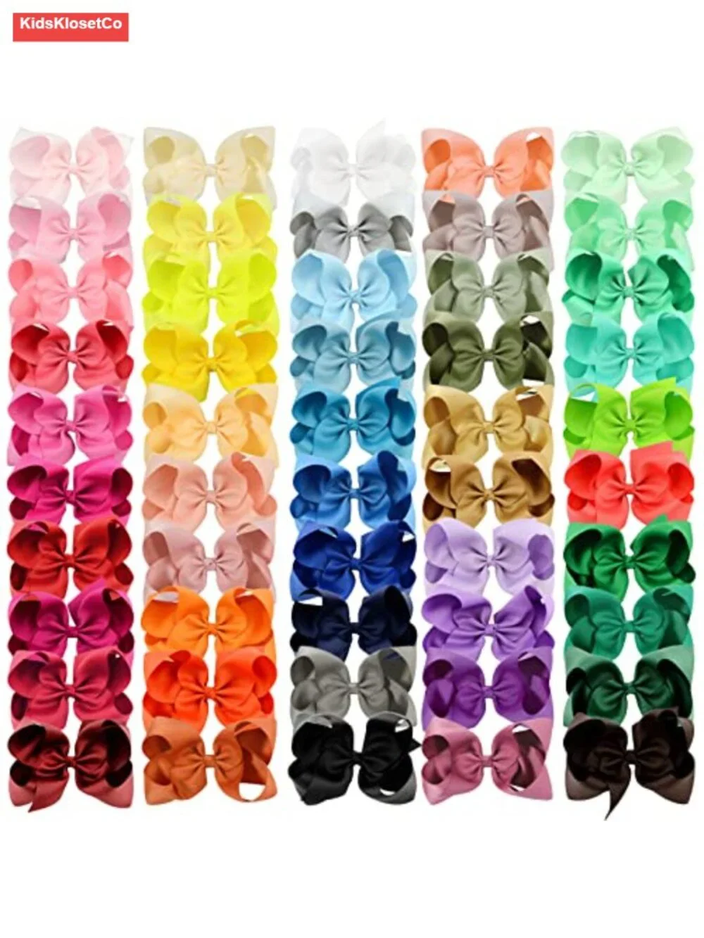 50 Large Grosgrain Ribbon Hair Bows Alligator Clips for Girls